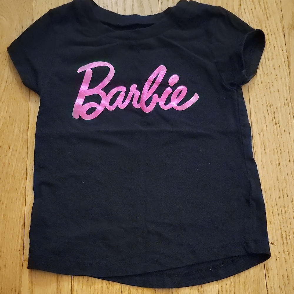 Barbie Kids T-Shirt in Black with Pink Logo SIZE 5t